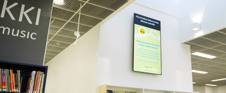 Digital display in modern library setting